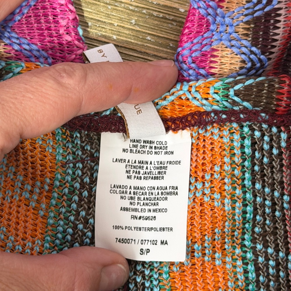 Becca by Rebecca Virtue Boho Festival Knit Pants Side Slit Colorful S/P Striped - Picture 7 of 9